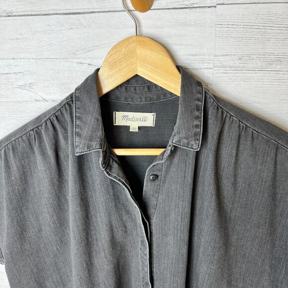 Madewell Top Womens Size XS Black Denim Rolled Sleeve Shirt in Lunar Wash - Picture 7 of 16